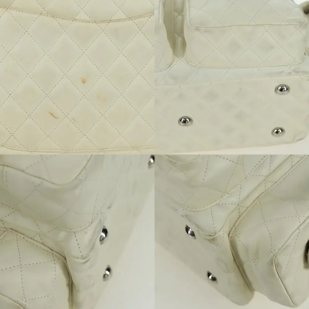 Chanel Leather Cambon Line Matelasse Handbag White
